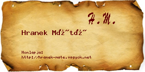 Hranek Máté névjegykártya